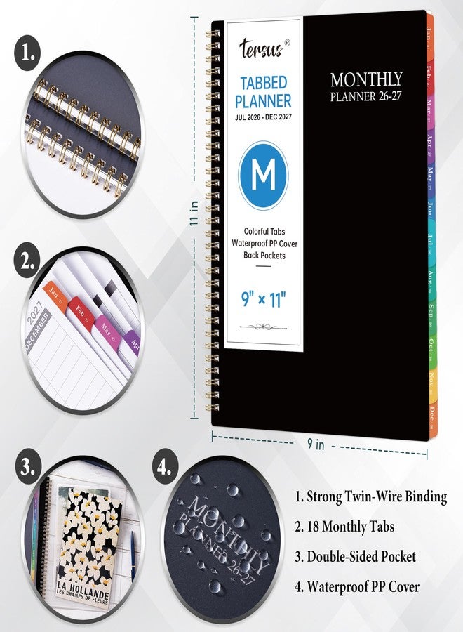 ترسيز مخطط شهري لعام ٢٠٢٦ - مخطط ٢٠٢٦ بعلامات تبويب، من يناير ٢٠٢٦ إلى ديسمبر ٢٠٢٦، مخطط/تقويم شهري كبير ٩ × ١١ بوصة، جيب خلفي، مثالي للمدرسة والمكتب والتخطيط المنزلي - Image 5