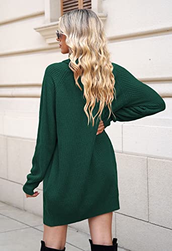 Pink Queen Women's Loose Turtleneck Oversize Long Pullover Sweater Dress Dark Green L - Image 4
