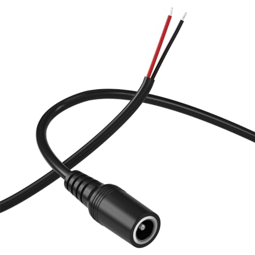 SIOCEN DC Female 2.1mm x 5.5mm Power Jack Adapter Barrel Plug Socket Cable for CCTV IP Security Camera,DVR,HDVD,Car Rearview Monitor System Video,LED Strip Light,Low Voltage DC Pigtail Bare Wire Cord - Image 1