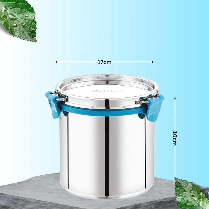 PDDFALCON Stainless Steel Milk CanOil CanMilk BarniOil Pot with Lid 2200ML Capacity 15Cm Dia Silver - Image 2