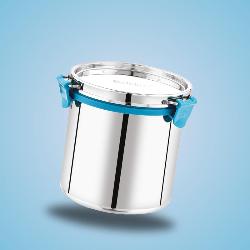 PDDFALCON Stainless Steel Milk CanOil CanMilk BarniOil Pot with Lid 2200ML Capacity 15Cm Dia Silver - Image 1