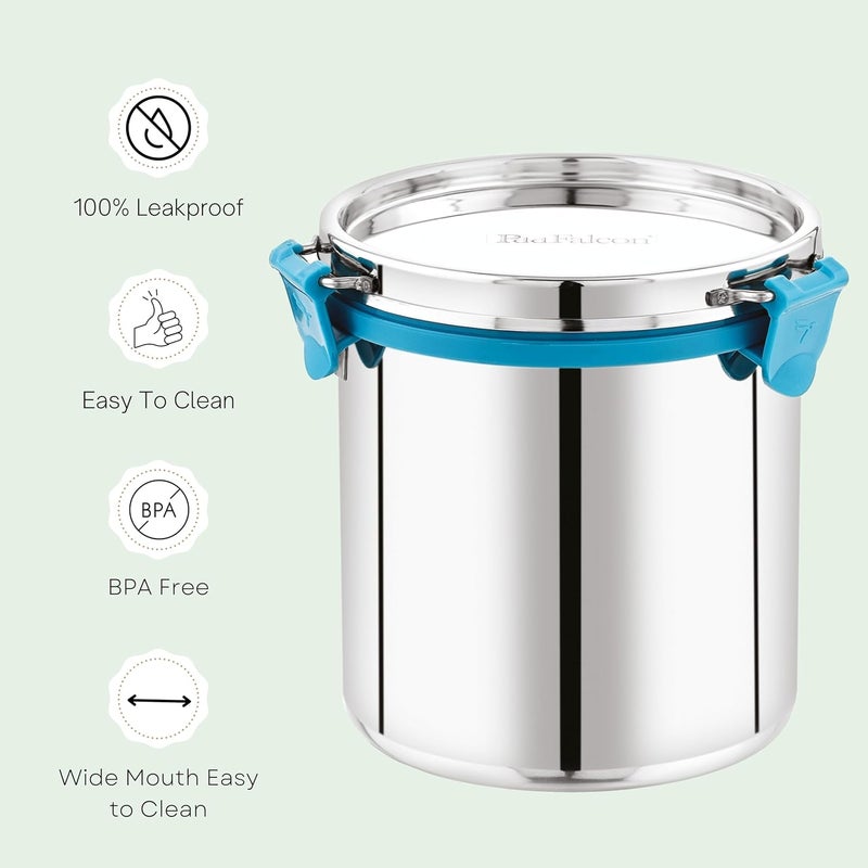 PDDFALCON Stainless Steel Milk CanOil CanMilk BarniOil Pot with Lid 2200ML Capacity 15Cm Dia Silver - Image 5