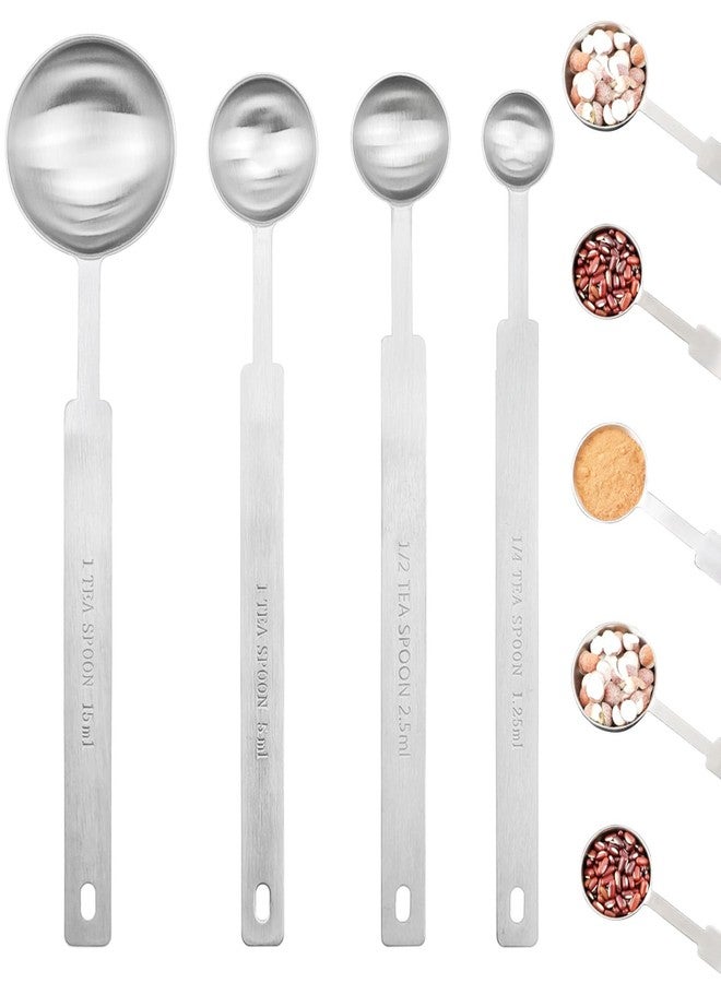 Capiant 4 PACK Long Handle Measuring Spoons Stainless Steel Metal Spoon Set Stainless Steel Coffee Scoops Includes 1/4 tsp, 1/2 tsp, 1 tsp, 1 tbsp for Accurate Measure Liquid Dry Ingredients Ground Coffee - Image 1