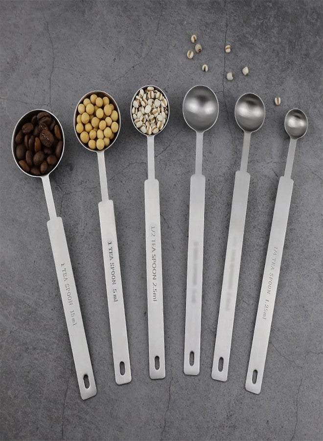 Capiant 4 PACK Long Handle Measuring Spoons Stainless Steel Metal Spoon Set Stainless Steel Coffee Scoops Includes 1/4 tsp, 1/2 tsp, 1 tsp, 1 tbsp for Accurate Measure Liquid Dry Ingredients Ground Coffee - Image 3