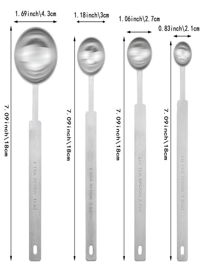 Capiant 4 PACK Long Handle Measuring Spoons Stainless Steel Metal Spoon Set Stainless Steel Coffee Scoops Includes 1/4 tsp, 1/2 tsp, 1 tsp, 1 tbsp for Accurate Measure Liquid Dry Ingredients Ground Coffee - Image 2