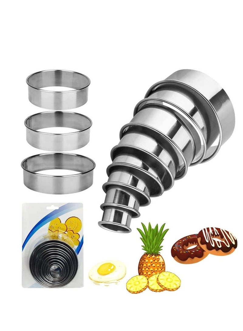 NIBEMINENT Round Cookie Biscuit Cutter Set, Pastry Cutters Round, Cutters, Ring Scone Cutter, Stainless Steel Metal Circle for Pastry, Donut, Baking, DIY Cake 11 Pcs  - Image 1