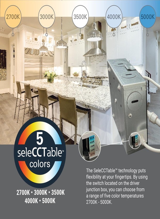 HALO Fire Rated Canless Integrated LED, Recessed Light Trim, Sel 5CCT 900 Lumens, White 4 in. - Image 5