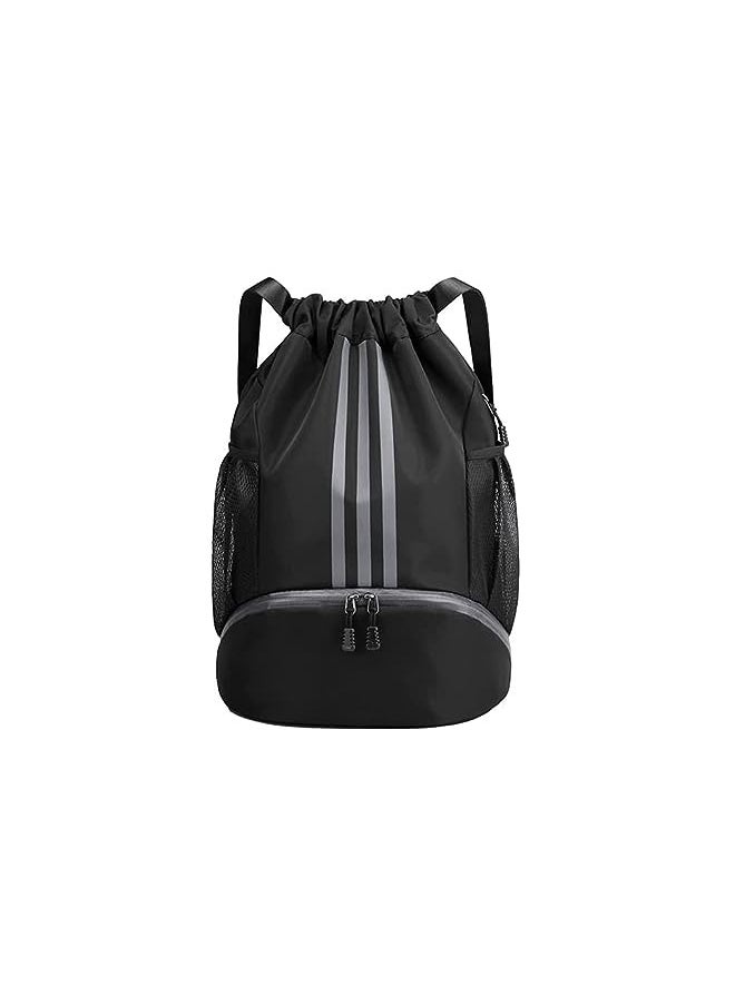 The White Shop - WHITE SHOP Youth Soccer Bag, Boys Girls Soccer Backpack,Drawstring Basketball Bag,Waterproof Football & Volleyball Backpack, Sports Bag(Black L) - Image 1