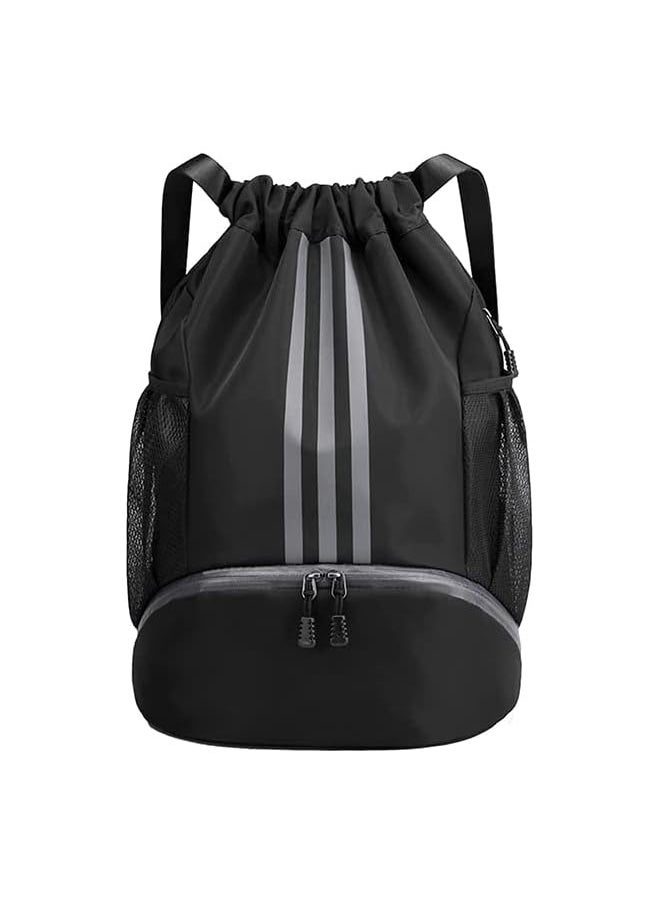 The White Shop - WHITE SHOP Youth Soccer Bag, Boys Girls Soccer Backpack,Drawstring Basketball Bag,Waterproof Football & Volleyball Backpack, Sports Bag(Black L) - Image 1