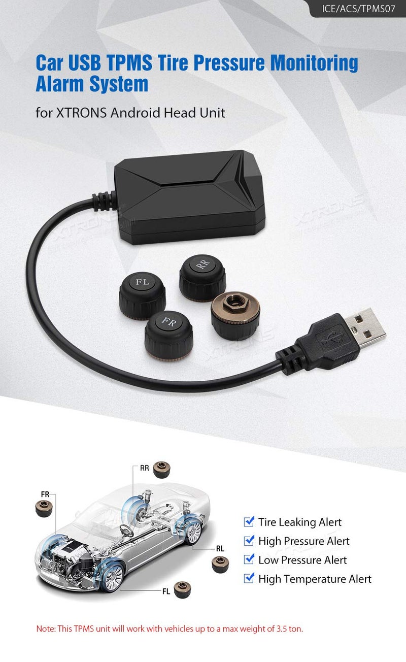 Xtrons نظام إنذار مراقبة ضغط الإطارات TPMS USB للسيارات من XTRONS لنظام تشغيل أندرويد في السيارة ومشغل GPS - Image 4