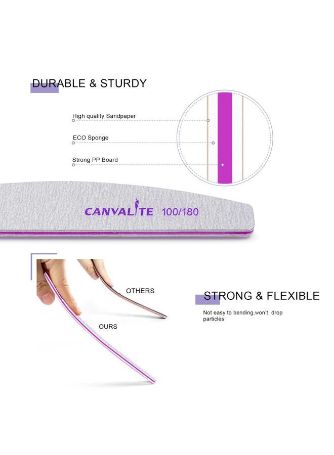 Canvalite Canvalite 10 PCS Nail File Professional Nail Files Reusable Double Sided Emery Board(100/180 Grit) Nail Styling Tools for Home and Salon Use Christmas Gifts for Women - Image 3