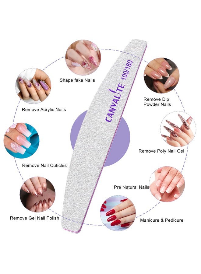 Canvalite Canvalite 10 PCS Nail File Professional Nail Files Reusable Double Sided Emery Board(100/180 Grit) Nail Styling Tools for Home and Salon Use Christmas Gifts for Women - Image 4