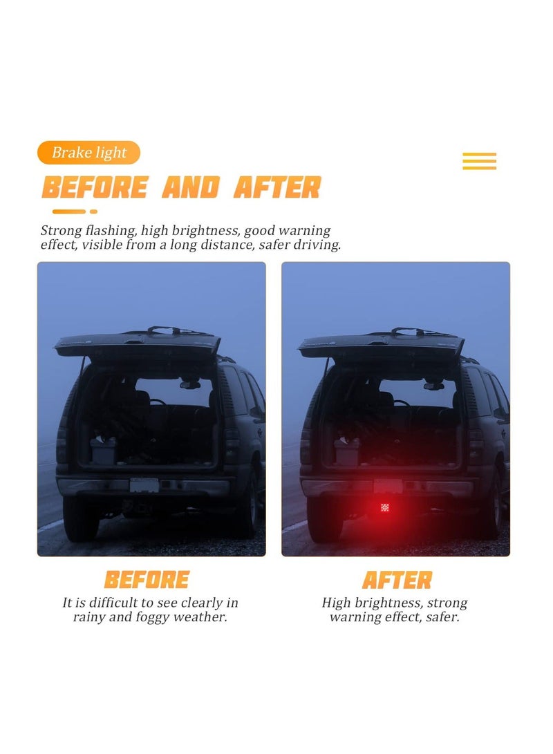 Red Lens Brake Light Trailer Hitch Cover, 15 LED Super Bright Smoked Square Tail Light, Universal Fit 2" Receiver, Car Exterior Accessories, for Towing Truck SUV RV (Red Light) - Image 4