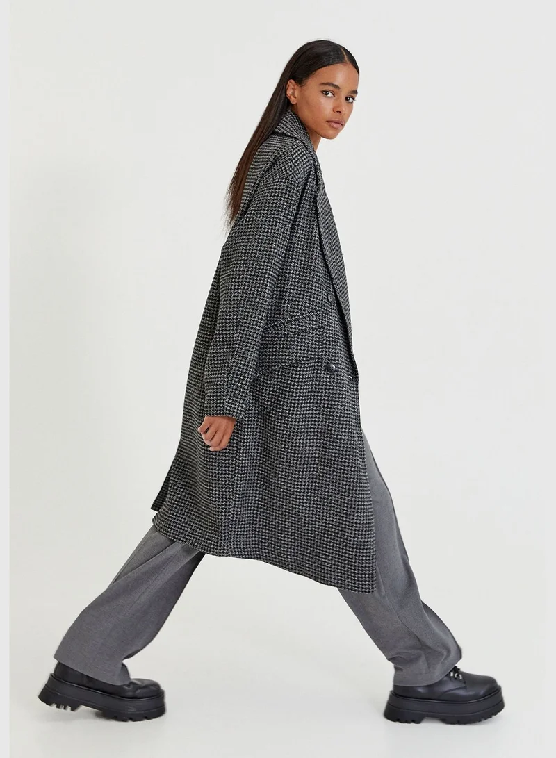 PULL&BEAR Grey Houndstooth Coat