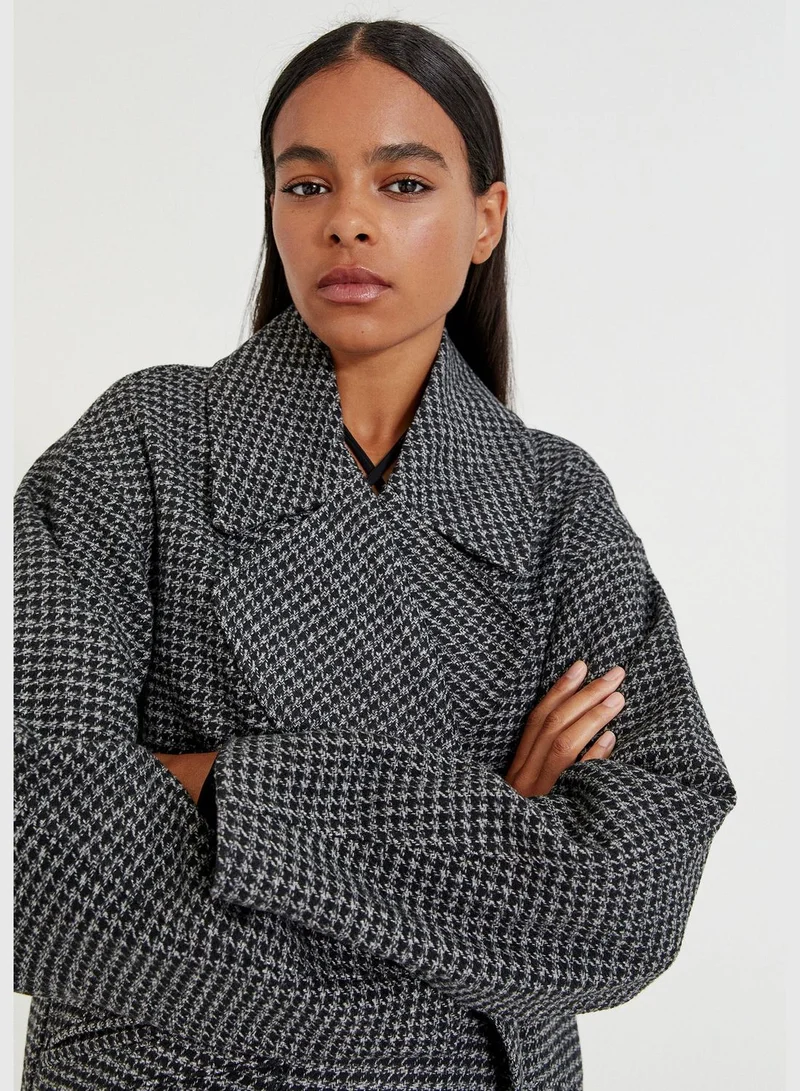 PULL&BEAR Grey Houndstooth Coat