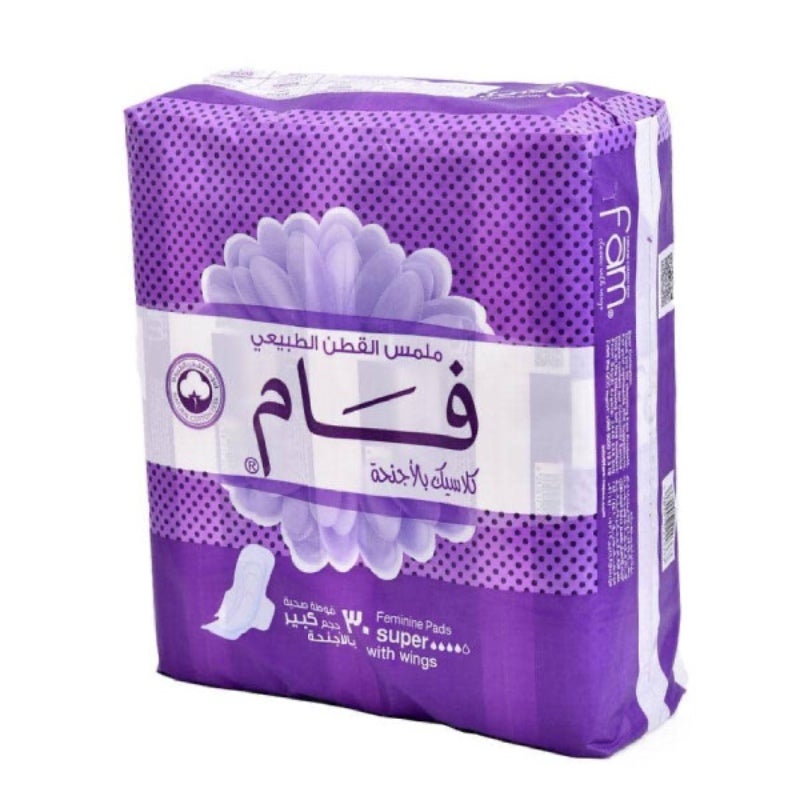 فام فوط صحية مع اجنحه 30 فوطه سوبر 10*3