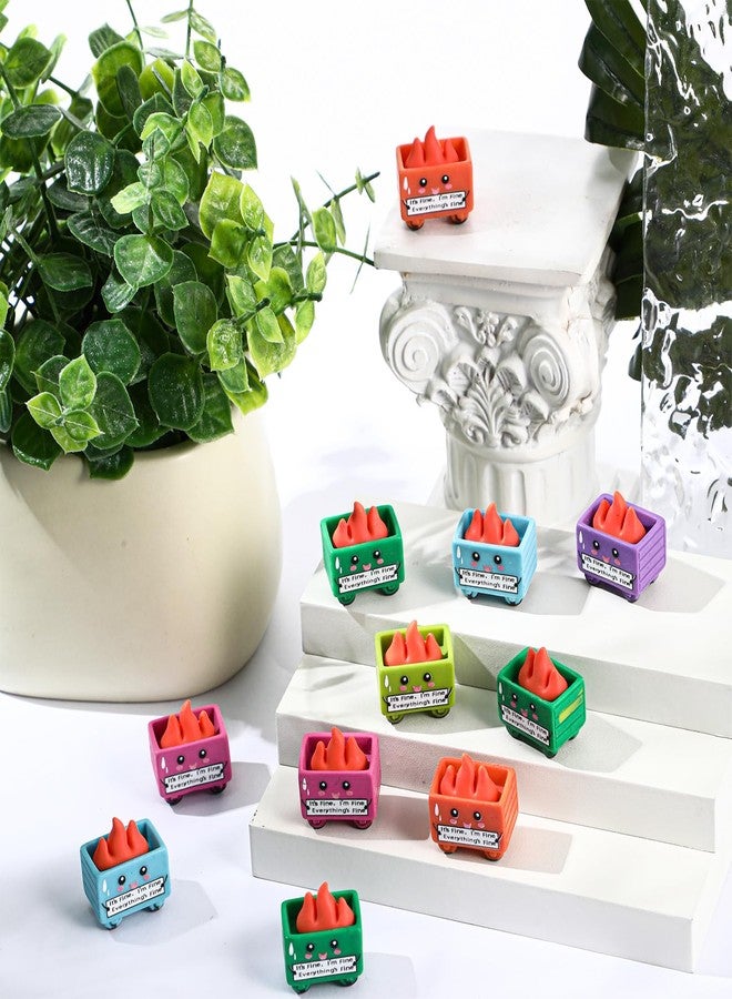 Arrowbash 30 Set Resin Dumpster Trash Shape with Fire Gift It's Fine I'm Fine Everything's Fine Sign Emotional Desk Accessories Team Employee Appreciation Gift for Christmas Office Coworker (Colored) - Image 4