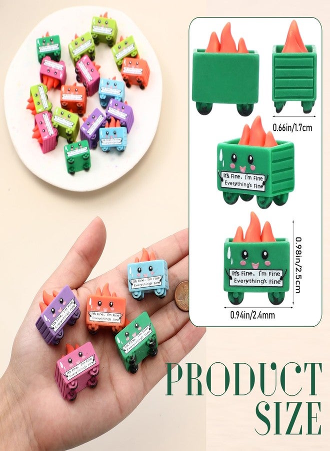 Arrowbash 30 Set Resin Dumpster Trash Shape with Fire Gift It's Fine I'm Fine Everything's Fine Sign Emotional Desk Accessories Team Employee Appreciation Gift for Christmas Office Coworker (Colored) - Image 2
