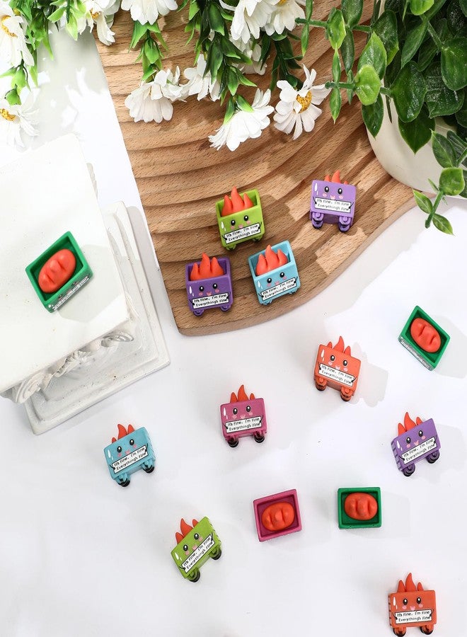 Arrowbash 30 Set Resin Dumpster Trash Shape with Fire Gift It's Fine I'm Fine Everything's Fine Sign Emotional Desk Accessories Team Employee Appreciation Gift for Christmas Office Coworker (Colored) - Image 5