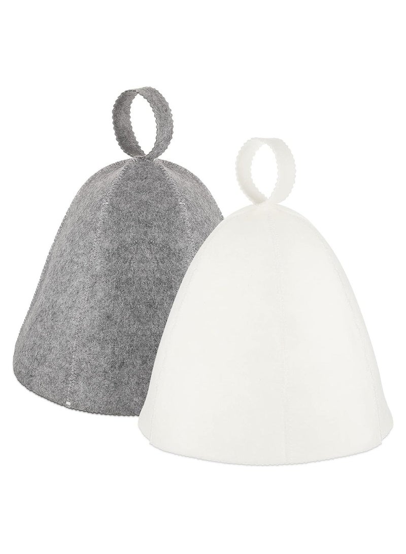 Sauna Hat, Shower Cap, 2Pcs Felt Sauna Cap  for Women and Men with Hang Loop, Russian Felt Bath Hat Vaporarium Hat, Sauna Bathing Protect Hair, Stylish Sauna Hat Spa Hat Absorb Water - Image 1