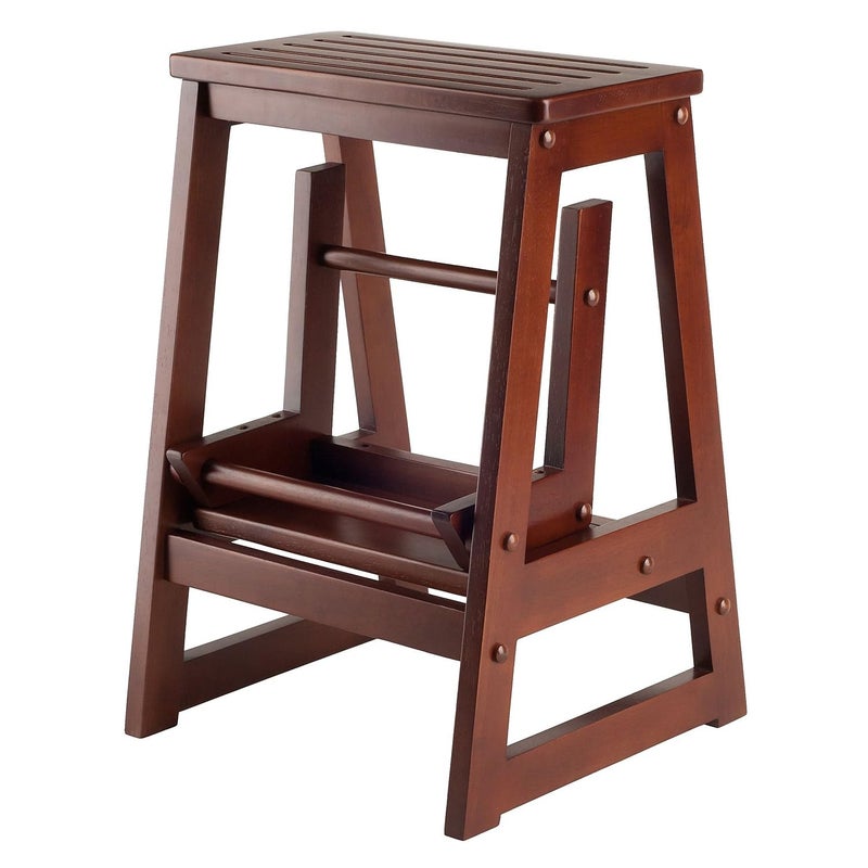 Winsome Beech Wood Double Step Stool, Antique Walnut (94022) - Image 2