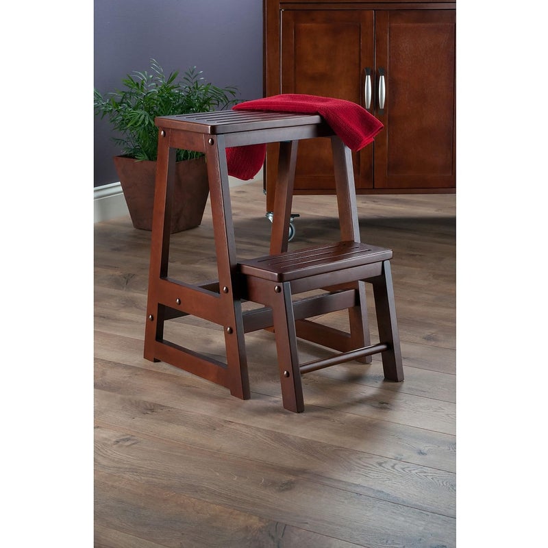 Winsome Beech Wood Double Step Stool, Antique Walnut (94022) - Image 4