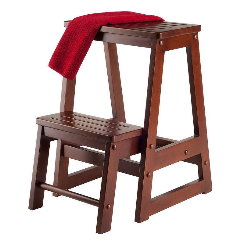 Winsome Beech Wood Double Step Stool, Antique Walnut (94022) - Image 3