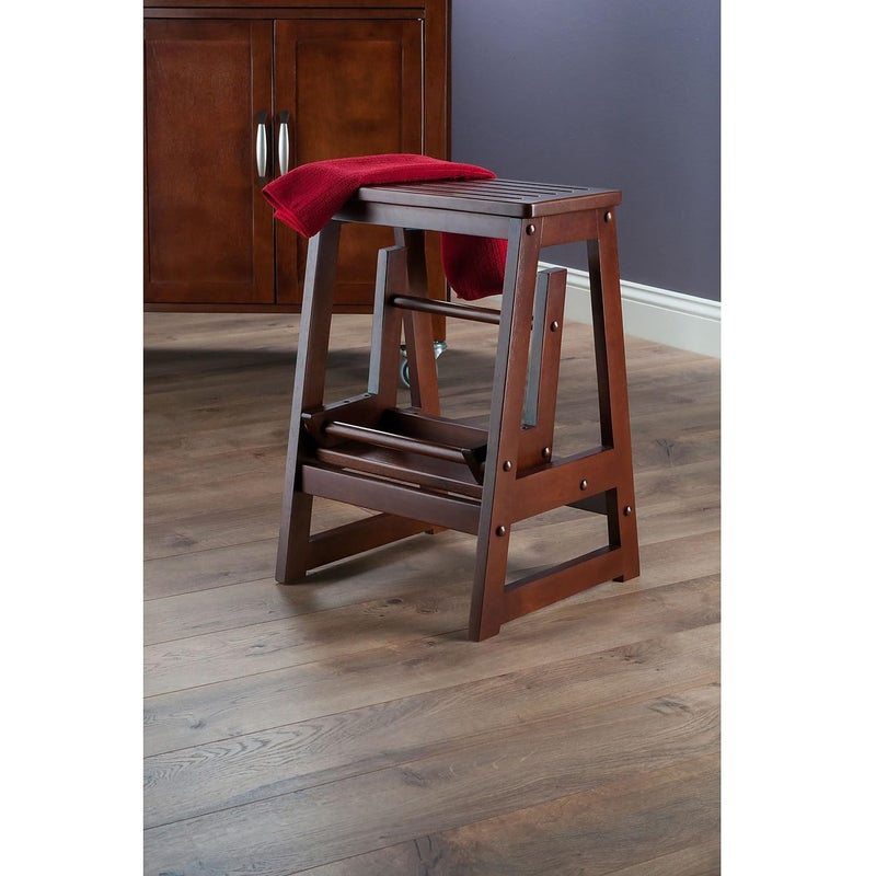 Winsome Beech Wood Double Step Stool, Antique Walnut (94022) - Image 5