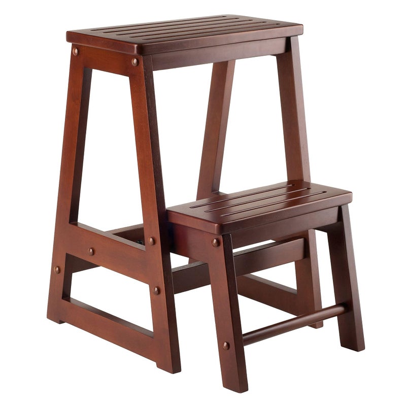 Winsome Beech Wood Double Step Stool, Antique Walnut (94022) - Image 1