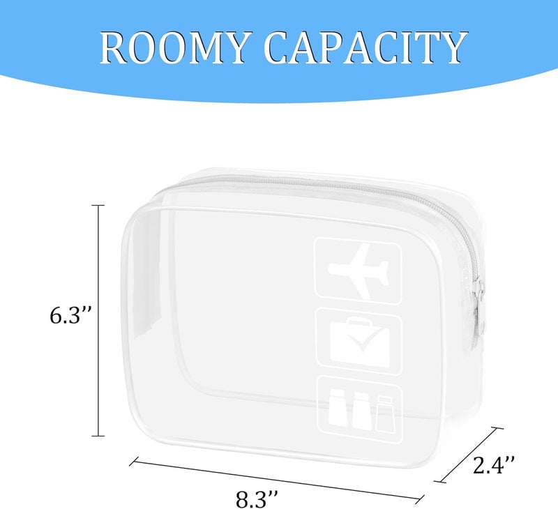 BEHAHAI 3Pcs Clear Travel Toiletry Bags TSA Approved Cosmetic Makeup Bag Portable Travel Accessories Airport Airline Compliant Bag for Men and Women White - Image 2