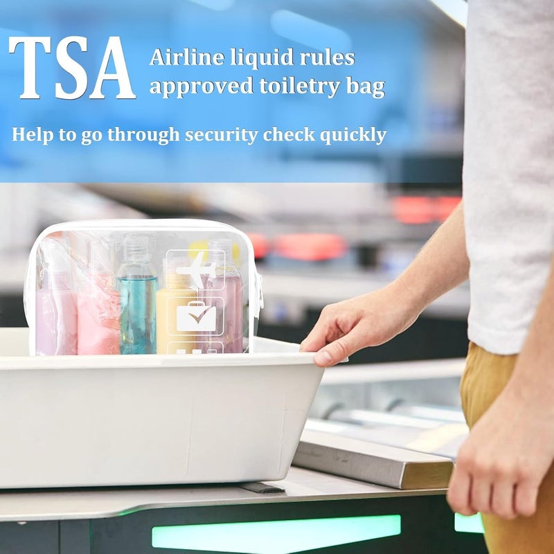 BEHAHAI 3Pcs Clear Travel Toiletry Bags TSA Approved Cosmetic Makeup Bag Portable Travel Accessories Airport Airline Compliant Bag for Men and Women White - Image 5