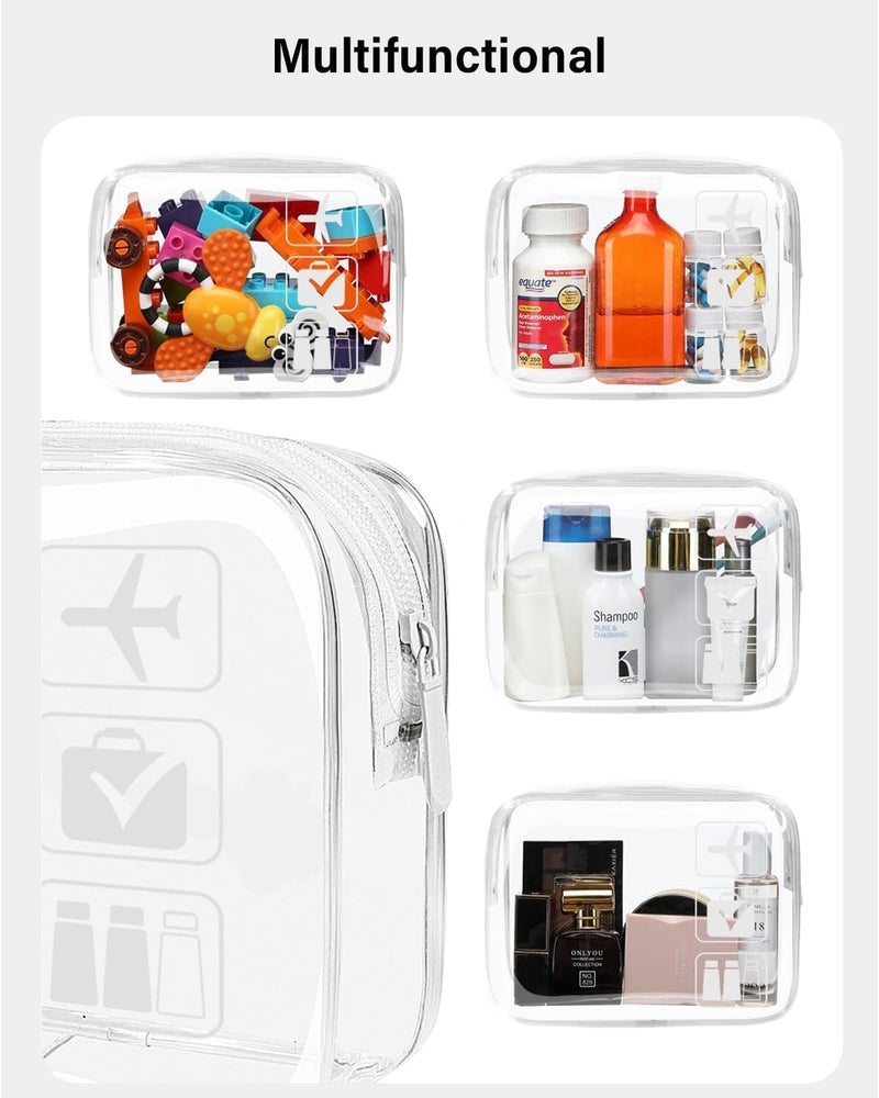 BEHAHAI 3Pcs Clear Travel Toiletry Bags TSA Approved Cosmetic Makeup Bag Portable Travel Accessories Airport Airline Compliant Bag for Men and Women White - Image 3