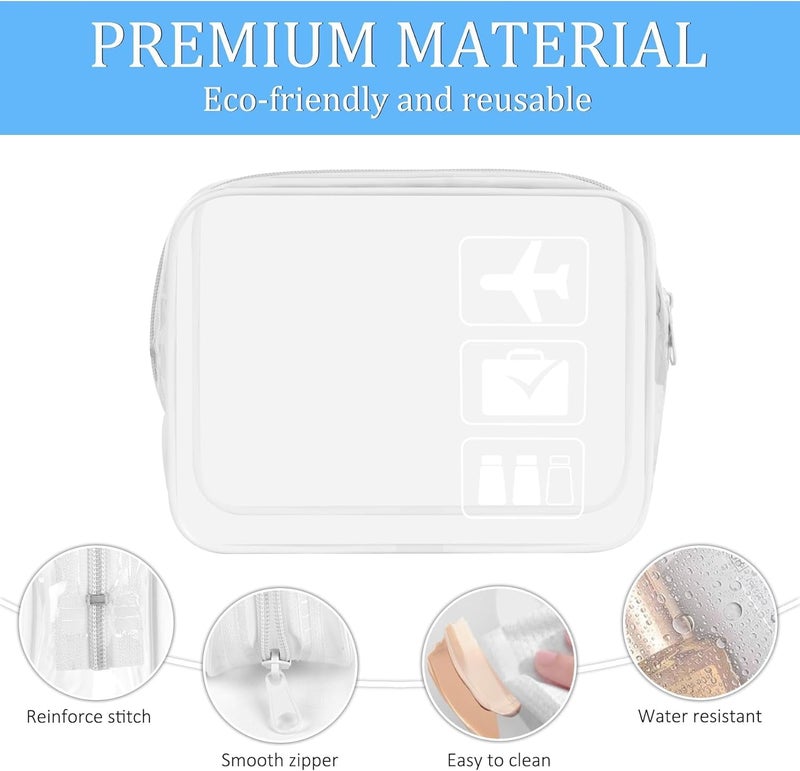 BEHAHAI 3Pcs Clear Travel Toiletry Bags TSA Approved Cosmetic Makeup Bag Portable Travel Accessories Airport Airline Compliant Bag for Men and Women White - Image 4