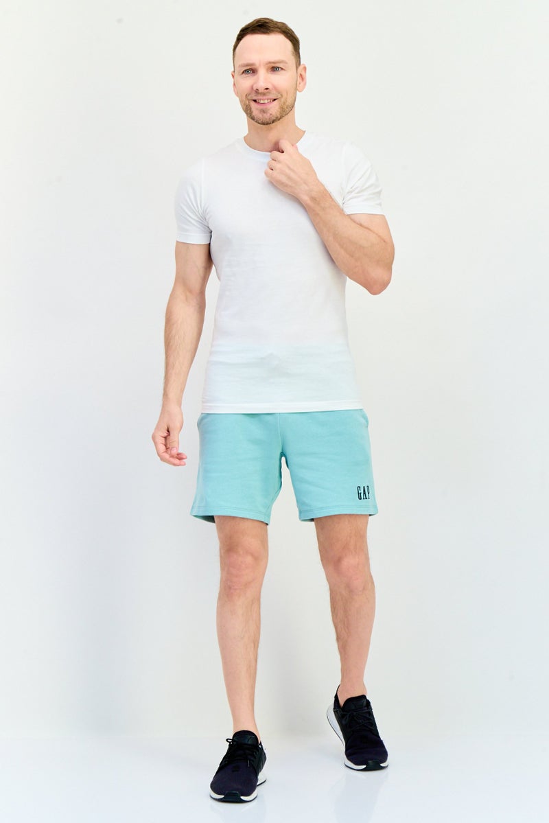 GAP Men Embroidered Logo Basic Shorts, Teal Green - Image 4