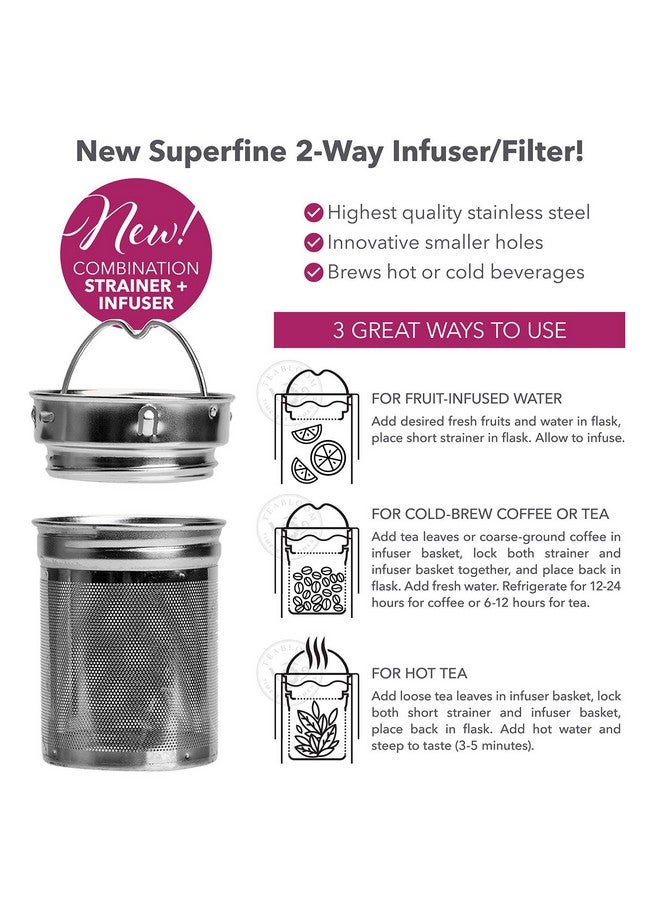 Teabloom Teabloom All-Purpose Beverage Tumbler - 15 oz / 450 ml Insulated Glass Bottle - Tea, Coffee, Fruit Infused Water - All-Temperature Travel Mug - Stainless Steel Infuser Basket - Image 5
