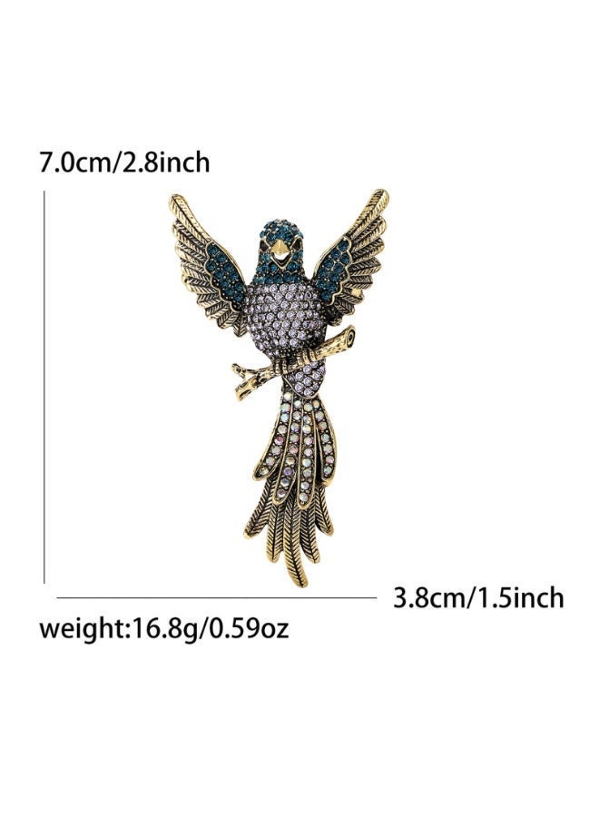 Luxury & Trendy Crystal Rhinestone Accessory Brooch Pin for Women, for clothes and Bags Fashion Enamel Available in different shapes and colors Gold/Silver (Bird of Paradise) - Image 4