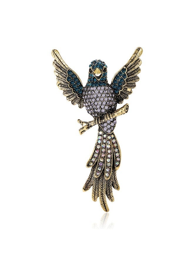 Luxury & Trendy Crystal Rhinestone Accessory Brooch Pin for Women, for clothes and Bags Fashion Enamel Available in different shapes and colors Gold/Silver (Bird of Paradise) - Image 3