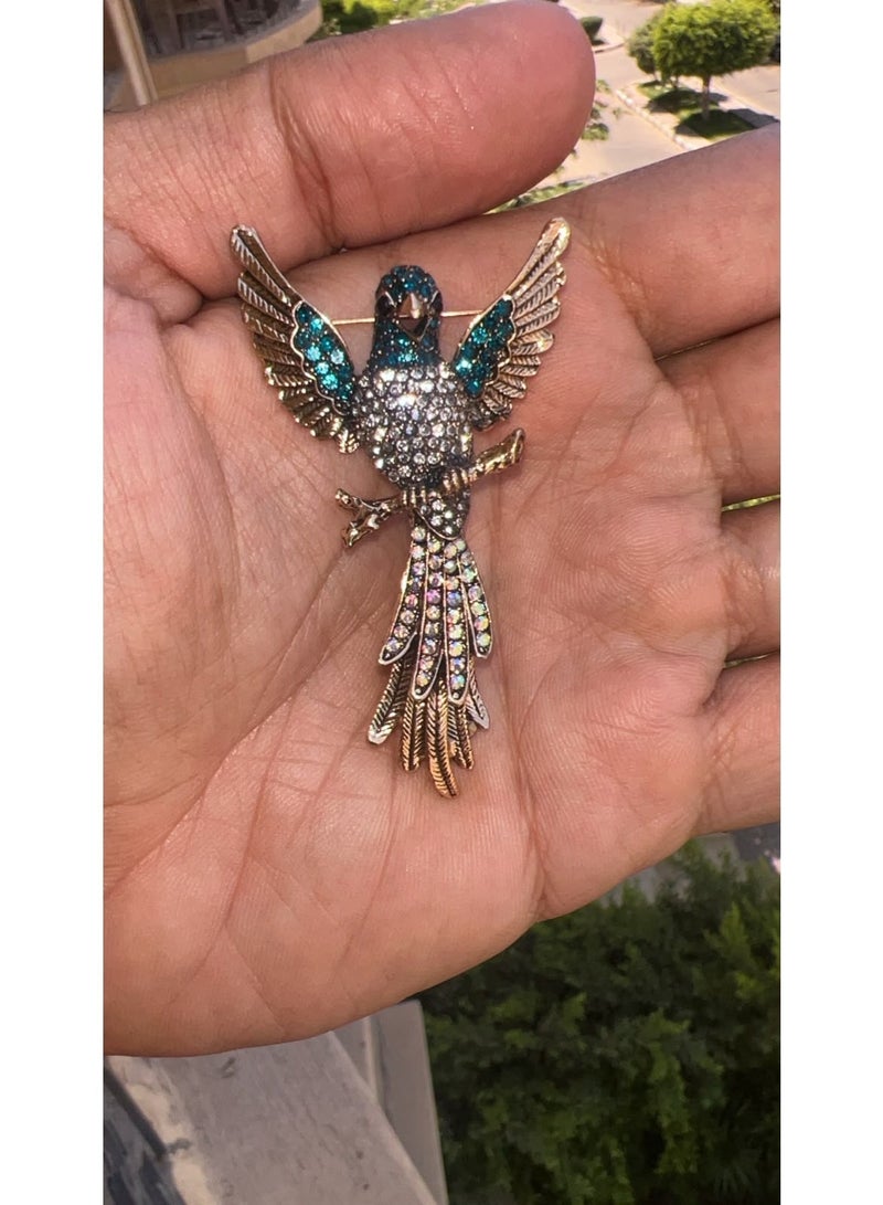 Luxury & Trendy Crystal Rhinestone Accessory Brooch Pin for Women, for clothes and Bags Fashion Enamel Available in different shapes and colors Gold/Silver (Bird of Paradise) - Image 2