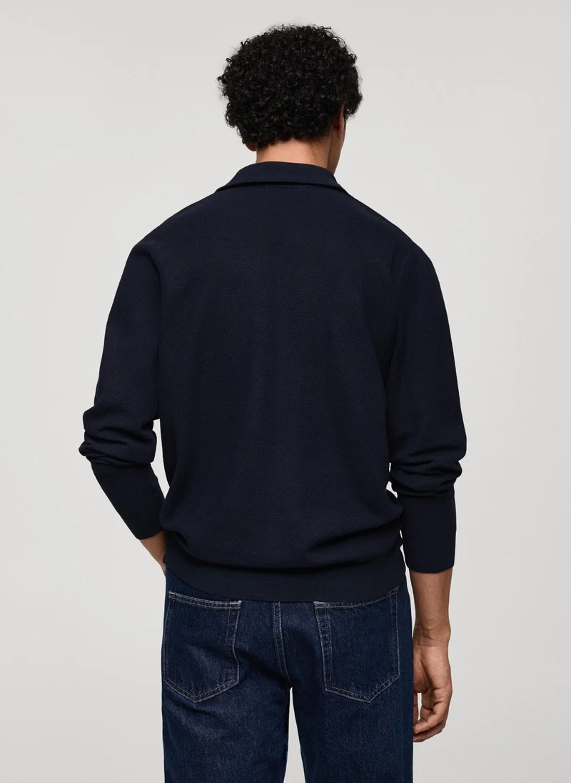 مانجو مان Tenp Polo Collar Half Zip Through Sweater