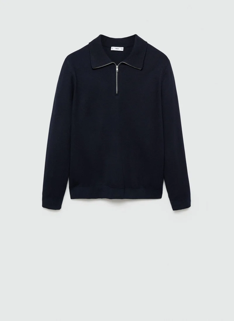 مانجو مان Tenp Polo Collar Half Zip Through Sweater