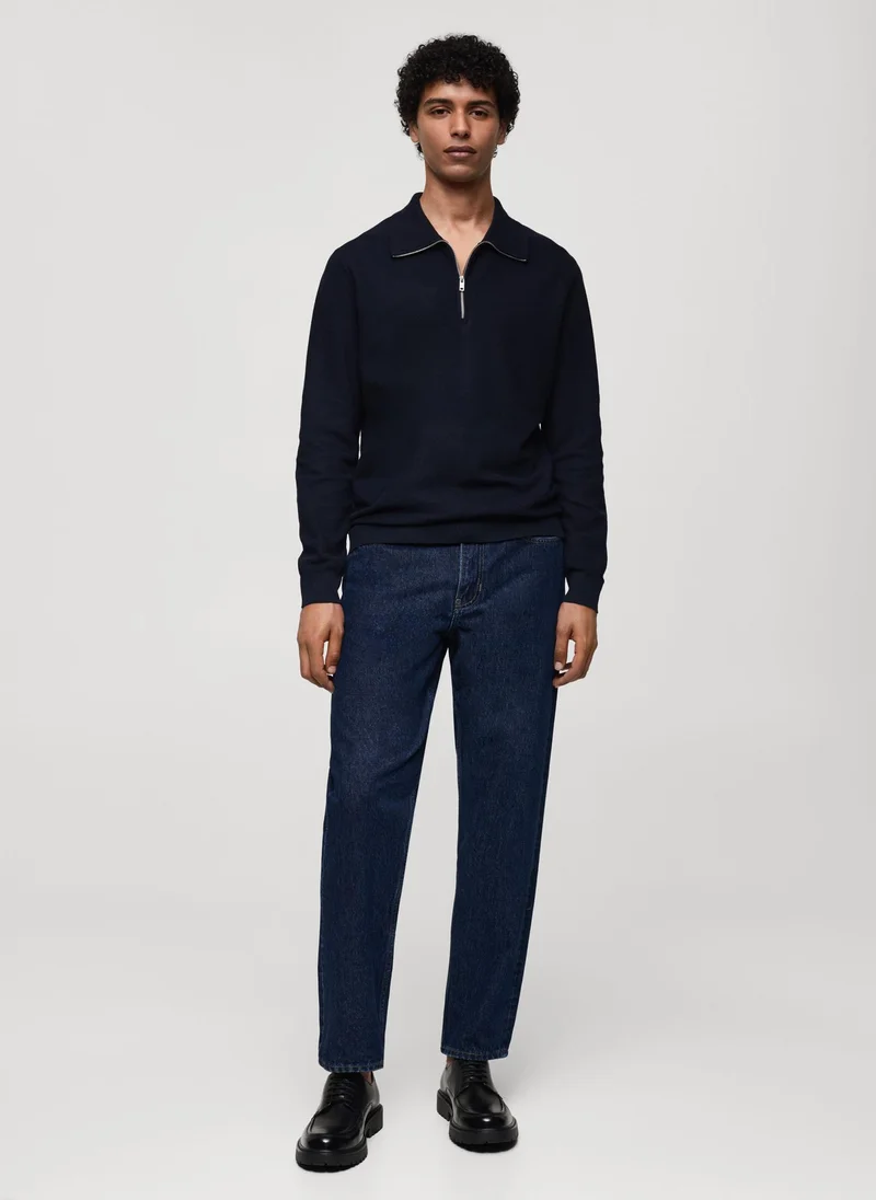 مانجو مان Tenp Polo Collar Half Zip Through Sweater
