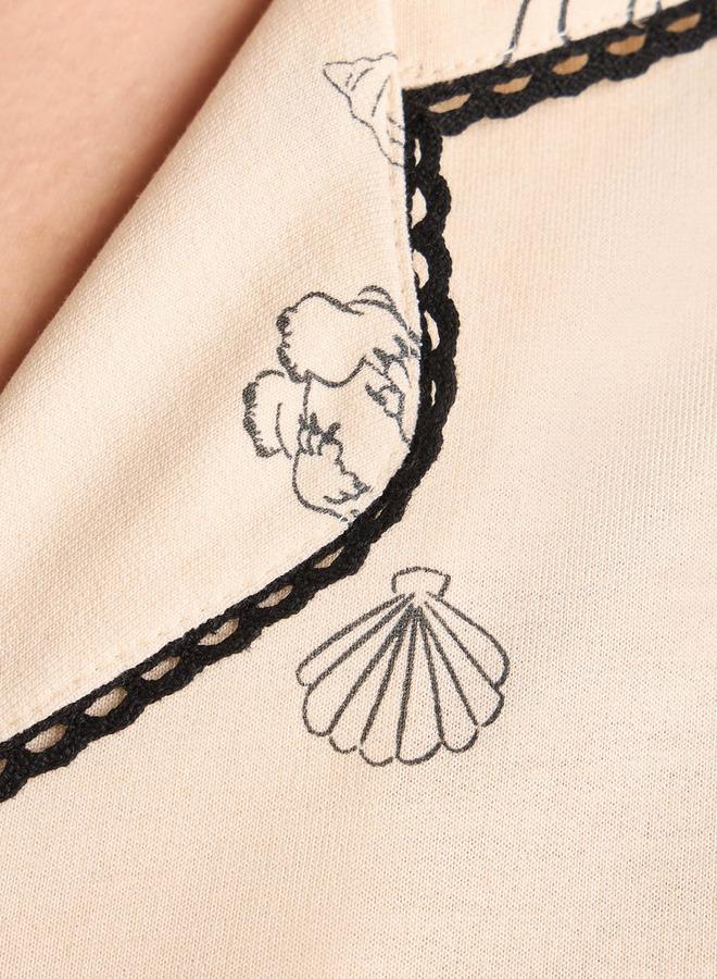 سبلاش فيڤ قميص نوم بطبعة كاملة وياقة بشق - Image 4