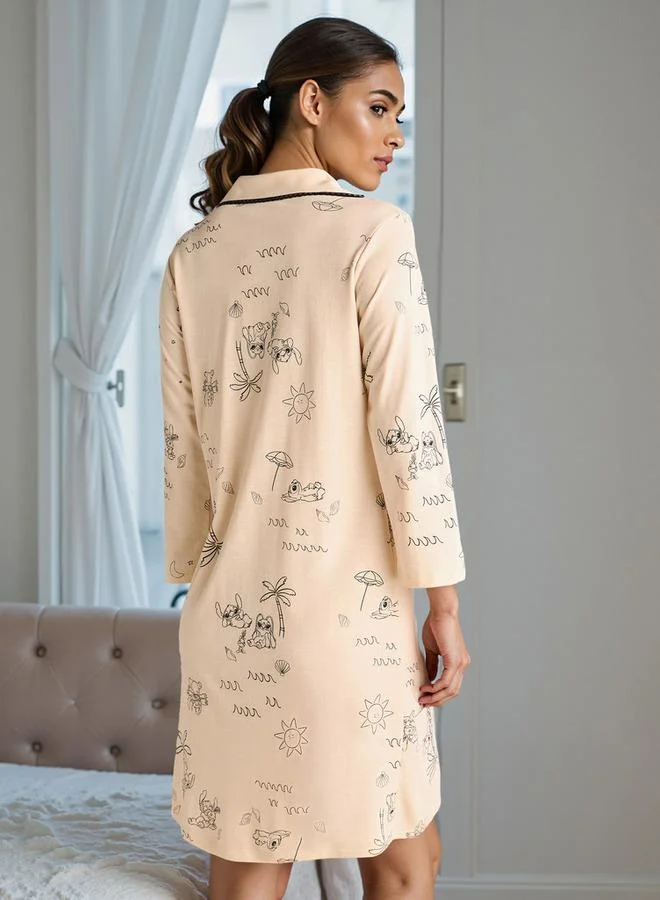 Splash FAV All-Over Print Sleepshirt With Notch Collar