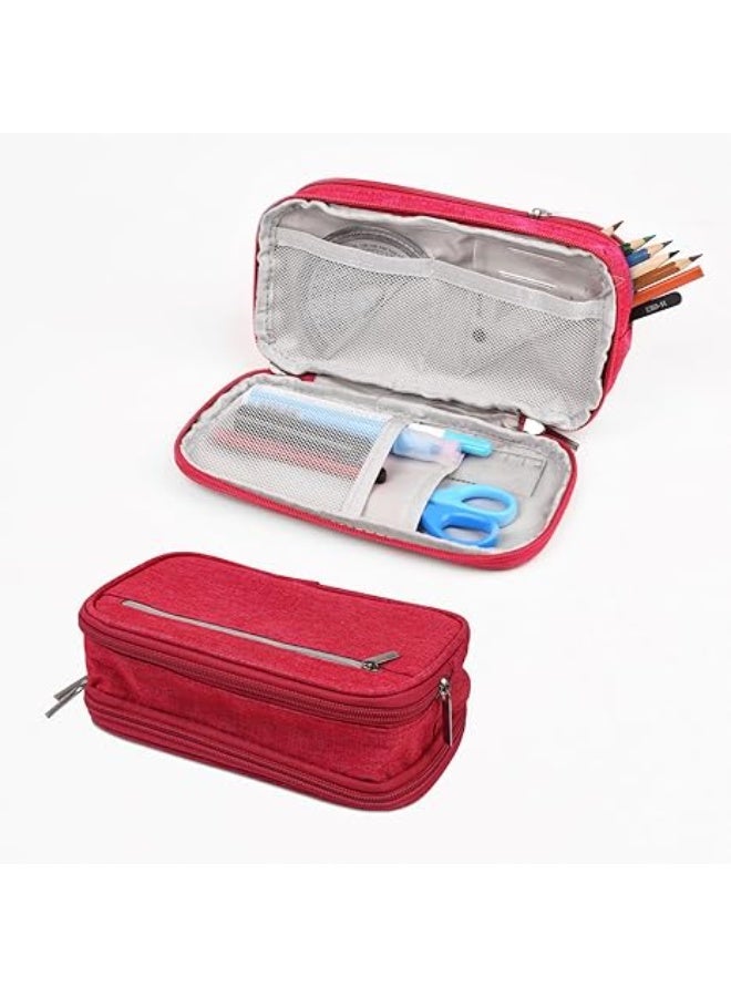 BARUHARI pencil case large capacity stationery pen bag for office use red