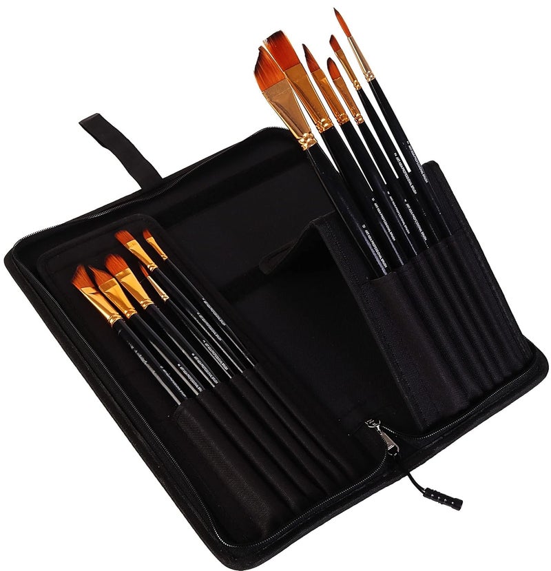 Kosh Kosh Set of 12 Exclusive Fine Art Long Handled Paint Brush + Zippered Carry Bag with Pop-Up Stand - for Oil Acrylic Watercolor Painting  - Image 3