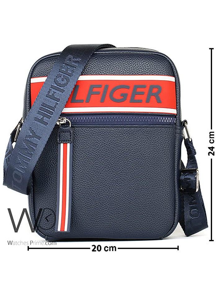Tommy Hilfiger Denim Navy Blue Leather Hilfiger Crossbody Messenger Shoulder Bag For Men - Image 3