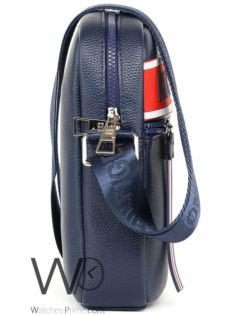 Tommy Hilfiger Denim Navy Blue Leather Hilfiger Crossbody Messenger Shoulder Bag For Men - Image 4