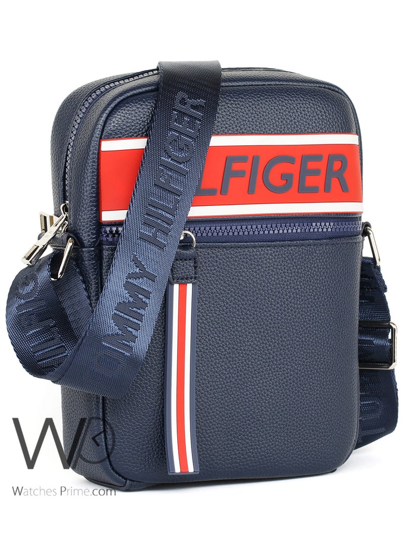 Tommy Hilfiger Denim Navy Blue Leather Hilfiger Crossbody Messenger Shoulder Bag For Men - Image 2