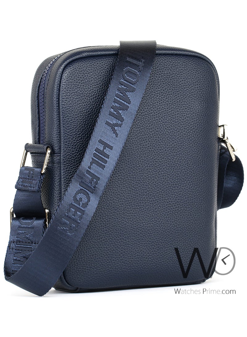 Tommy Hilfiger Denim Navy Blue Leather Hilfiger Crossbody Messenger Shoulder Bag For Men - Image 5