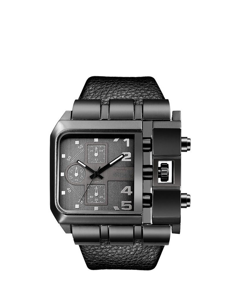 Y&D Casual Leather Large Dial Men's Watch 